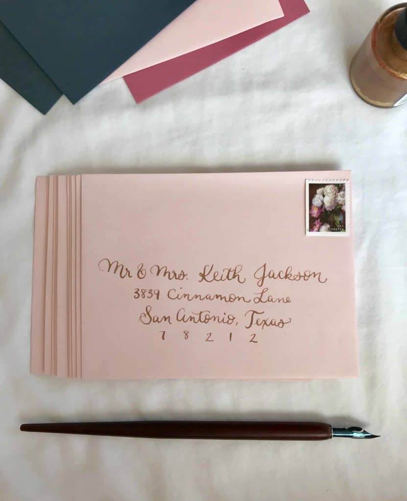 extra wedding invitations and calligraphy envelopes