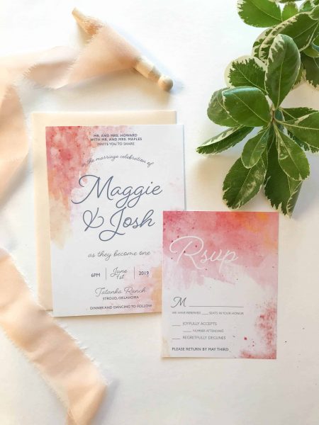 Custom Bright Abstract Watercolor Wedding Invitation