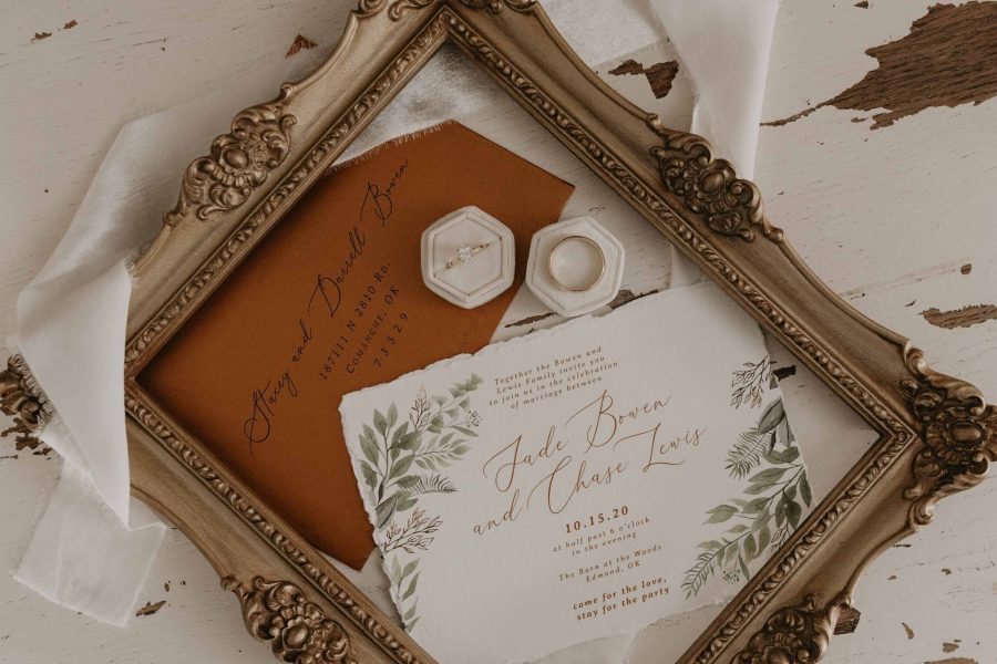 Custom boho wedding invitations torn edges